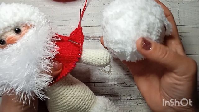 8 октября 2021 г. МК Дед мороз крючком. Вяжем шубу..мешочек..делаем посох.