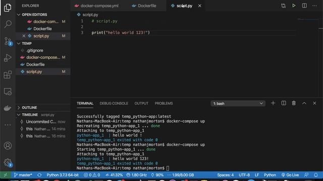 python container with docker-compose