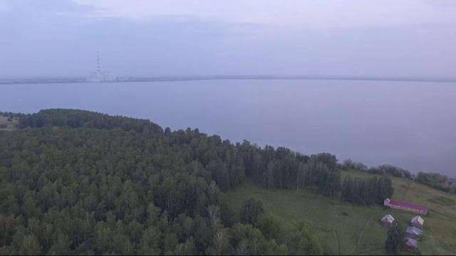 Берёзовское водохранилище, Шарыповский район, Красноярский край. Вид с птичьего полёта смотреть онлайн