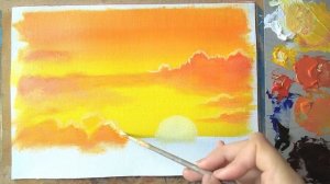 Пейзаж акрилом - мастер класс для начинающих. Закат