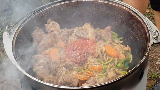 ТУШЕНОЕ МЯСО В ВИНЕ В КАЗАНЕ НА КОСТРЕ | МЯСО В ВИНЕ | ТУШЕНОЕ МЯСО С ОВОЩАМИ В ВИНЕ смотреть онлайн