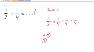 Jawaban 1/2+1/4=... | MATEMATIKA