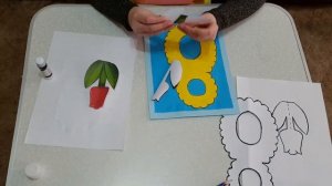 8 Марта Аппликация из цветной бумаги с шаблоном для скачивания