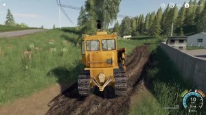 Работа бульдозера Т 170 в песчаном карьере в игре FS19