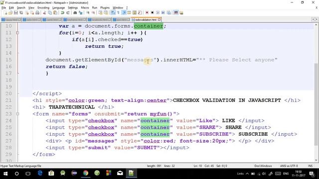 Checkbox Validation using JavaScript in Hindi 2017 смотреть онлайн