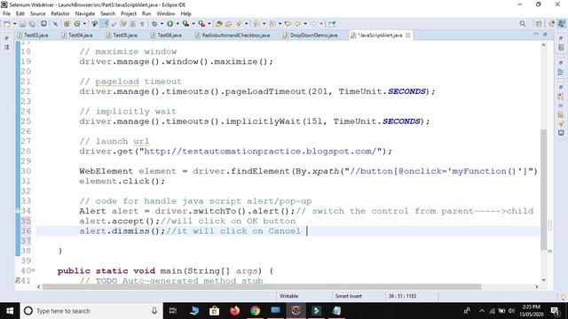 How to handle Java Script Alert/Pop-up - Selenium WebDriver Session 11