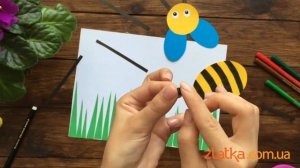 Пчелка своими руками/Объемная пчела из бумаги/Подвижная поделка/Аппликация