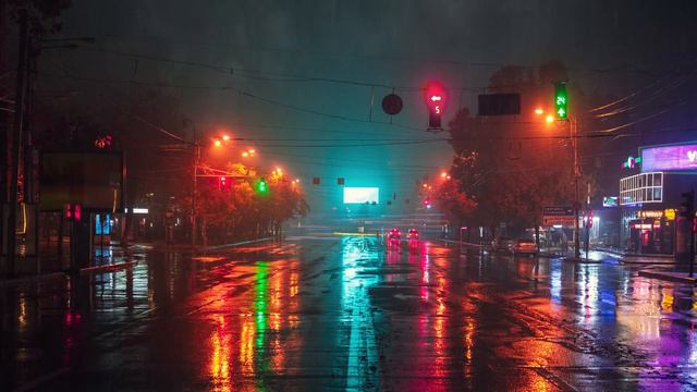 Chilout Rain at A Quiet Intersection ASMR HD Live Wallpaper