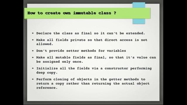 Java Interview Question #3: How to create your own immutable class in java ?