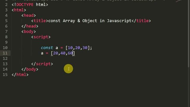 Const Array & Object In Javascript How To Use & Declares Const Array & Object & Change Values Hindi