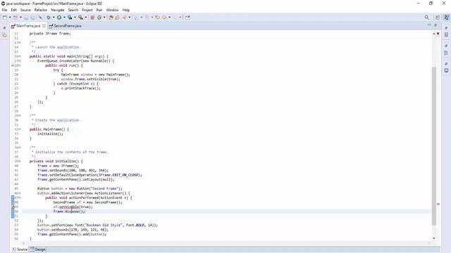 Java Swing open one jFrame to another jFrame [setVisible() dispose()] | Window Builder | Eclipse смотреть онлайн