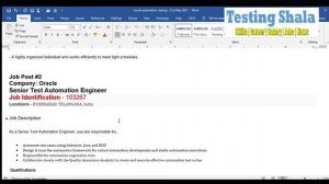 oracle automation testing jobs | selenium | Cucumber | API rest | testingshala