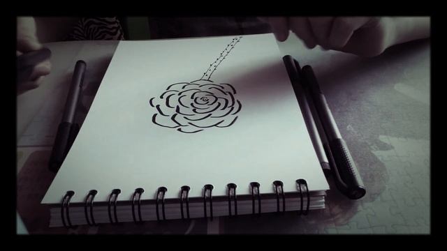 Как нарисовать розу ЧЁРНЫМИ ручками своими руками. смотреть онлайн