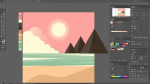 КАК НАРИСОВАТЬ ЛЕТНИЙ ПЕЙЗАЖ В РЕТРО ФОТОРАМКЕ. УРОК В ADOBE ILLUSTRATOR.