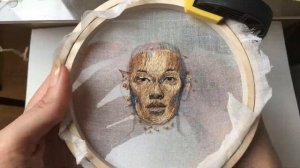 Современная вышивка гладью - портрет - Portrait embroidery timelapse