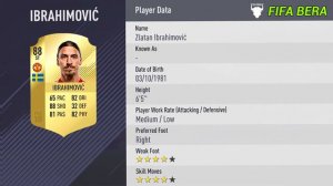 FIFA 18 OFFICIAL PLAYER RATINGS IBRAHIMOVIC