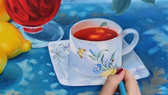 Process and Presentation oil painting with Daffodils and Lemons. Artist Hvalina Irina. смотреть онлайн