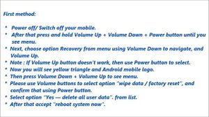 Sony Xperia Z1 Compact   Hard Reset, Format Code solution