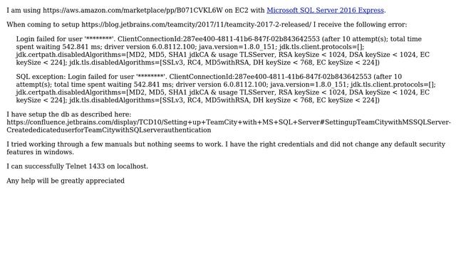 Teamcity 2017.2 with MS-SQL express issue смотреть онлайн
