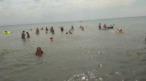 Панорама пляжа в Евпатории "Оазис", Крым, Evpatoria, Crimea, 20 июля 2017 г.