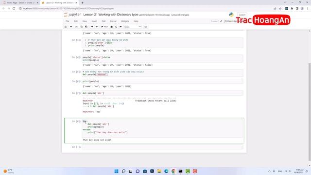 Bài 21 Thao tác trên kiểu Từ điển | Working with Dictionary in Python смотреть онлайн