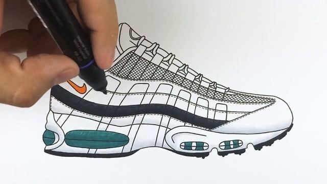 Nike Air Max 95 Hyper Jade - Sneaker Drawing w/ FREE Stencil смотреть онлайн
