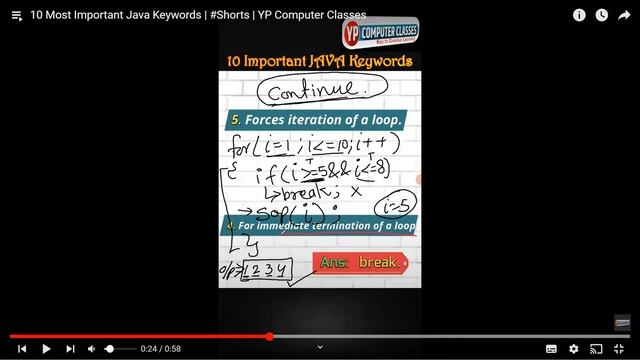 Break and Continue statement in java || icse computer class 9th and 10th смотреть онлайн