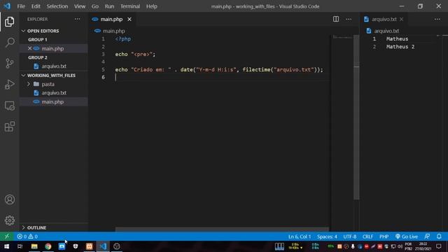 PHP - Aula 39 / Trabalhando com Arquivos e Pastas - Parte 2