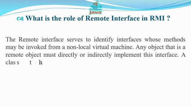 What is the role of Remote Interface in RMI | JAVA INTERVIEW QUESTIONS AND ANSWERS смотреть онлайн