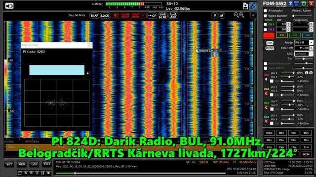 16.06.2020 08:54UTC, [Es], Darik Radio, Болгария, 91.0МГц, 1727км