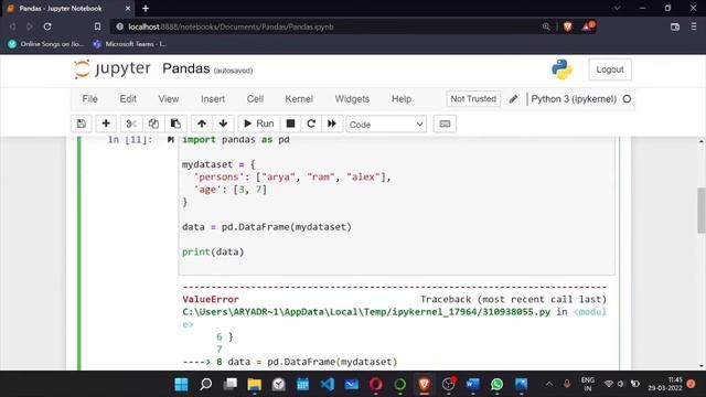 Value Error: All arrays must be of the same length | Python | Data Science | Pandas | Aryadrj смотреть онлайн