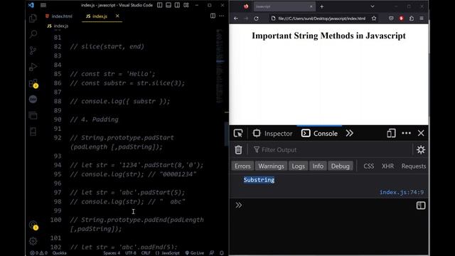 24.Javascript all String methods in one video?#javascript #weekendcodingintelugu