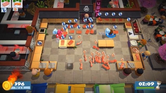 Overcooked 2. Level 1-1. 4 stars. 2 player Co-op смотреть онлайн