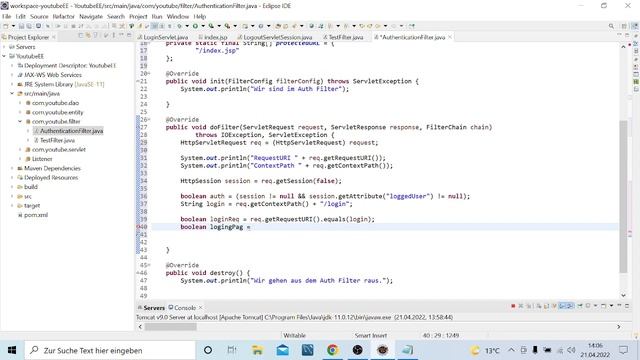 Java Servlet Filter - Authentication | Java EE Tutorial deutsch