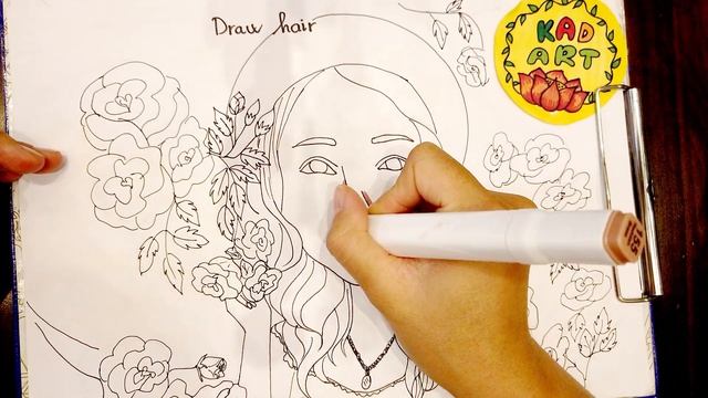 DRAW HAIR OF THE PRETTY GIRL ON THE EDGE OF THE FRESH ROSE - DRAWING WITH KAD ART смотреть онлайн