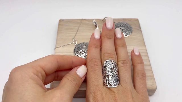 Женское серебряное кольцо на палец Кострома, серебро 925, широкое колечко перстень, бохо украшение смотреть онлайн