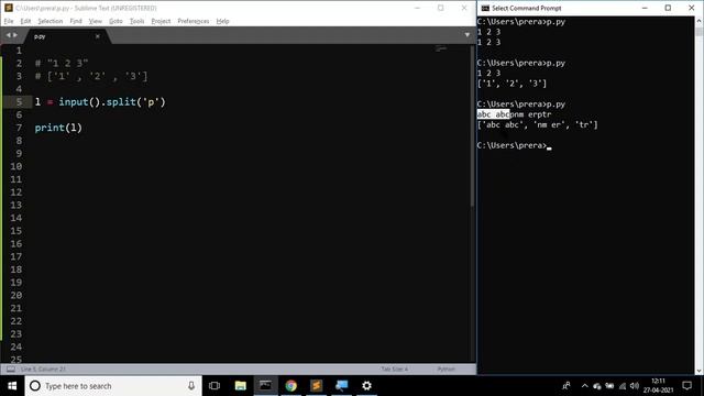 split function | python | in Hindi