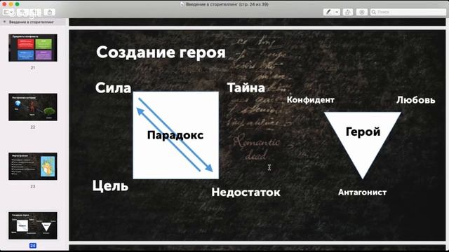 Cторителлинг. Как написать сценарий. Логлайн. Треугольник автора. Создание героя.