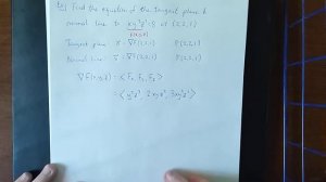 Using a gradient vector to find a tangent plane and normal line