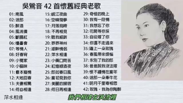 吳鶯音 42首懷舊經典老歌   配歌詞字幕 可選歌