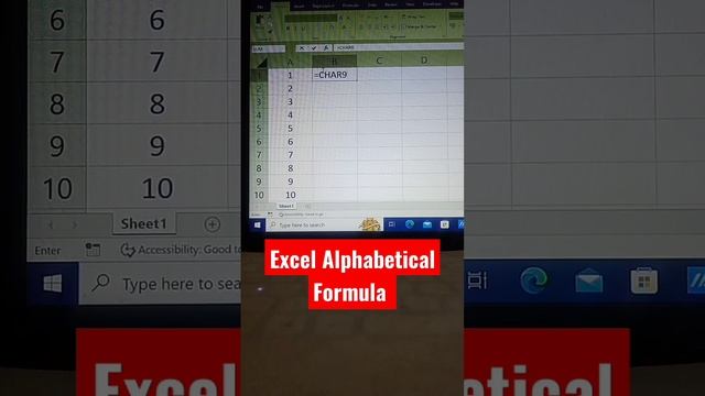 Excel me Alphabet lekhane ka short formula #excel #viralvideo #exceltipshindi #exceltricks #shortcu