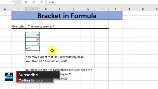 HOW TO USE BRACKET IN EXCEL 2019  Bracket formula  Brackets in excel formula  Coding Umpire