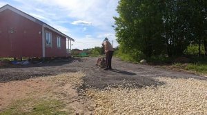 Уплотнение асфальта (крошки) виброплитой