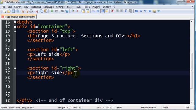 HTML5 Structure - Sections and DIVS