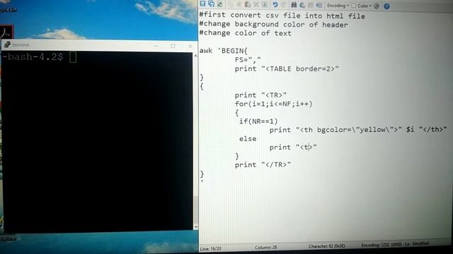 How to change background color of header in html table and text color using bash shell script смотреть онлайн