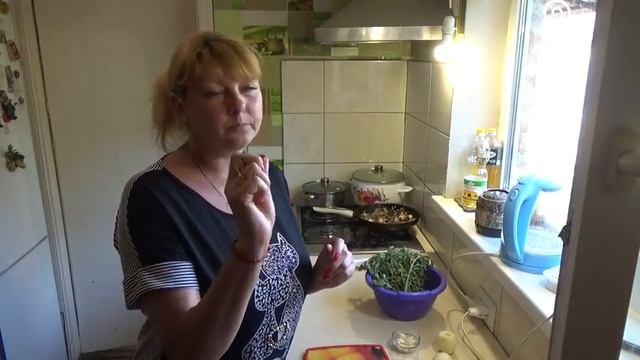 кухня, быстрый завтрак, новый тёплый салат и брынза, влог коля оля шаповаловы