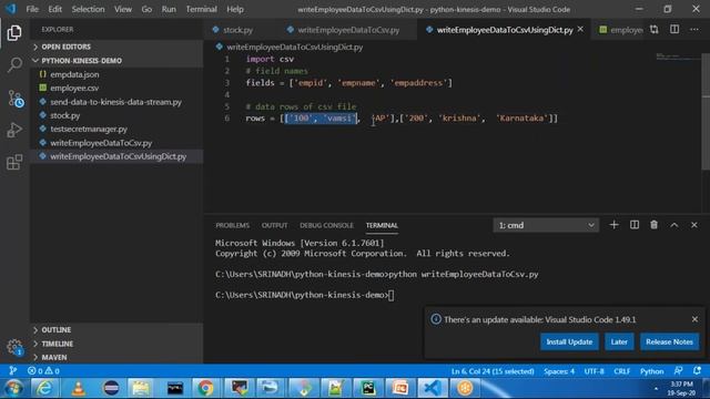 AWS | Project | Reading and Writing CSV Files in Python  | Part-2