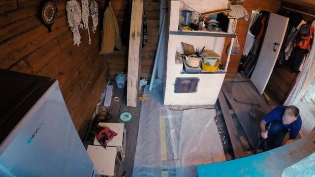 Переборка пола с  парозащитой и минеральной ватой смотреть онлайн