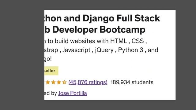 Python and Django Full Stack Web Developer Bootcamp