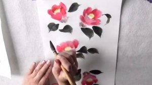 Sumi-E demonstration, 椿 (tsubaki in Japanese) camellia flowers